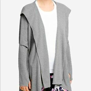 DKNY Sport Grey Cut-Out Elbows Hooded Cardigan